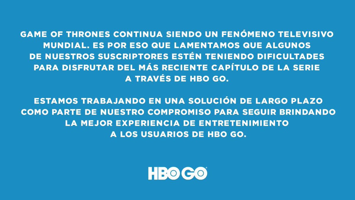 HBO Go falla en nueva temporada de Game of Thrones