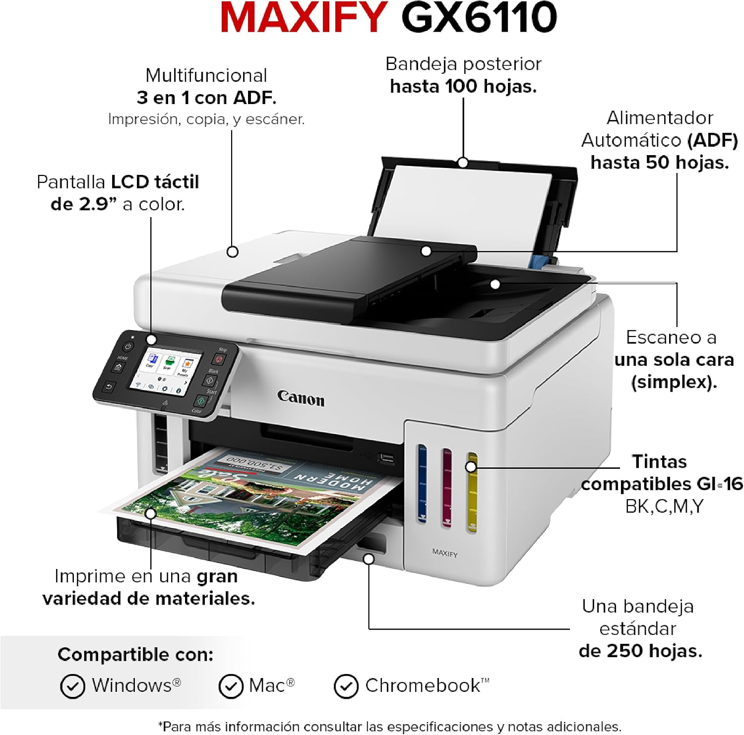 Canon Multifuncional MAXIFY GX6110 - Foto 3