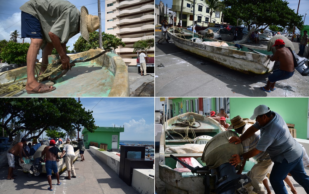 Pescadores resguardan lanchas en Veracruz
