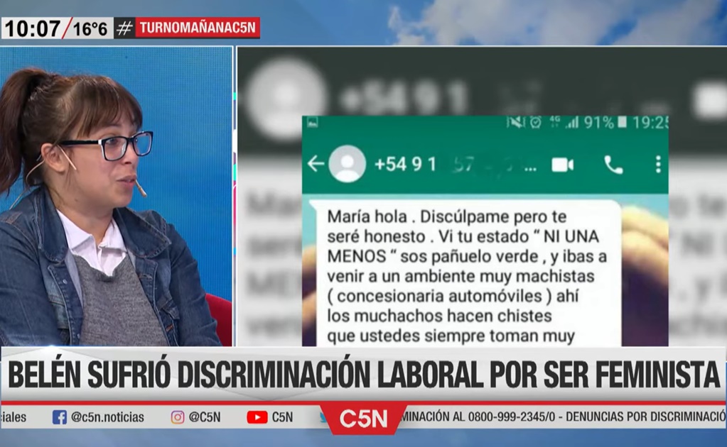 "Ni una menos": concesionaria de autos rechaza a feminista por su estado de Whatsapp