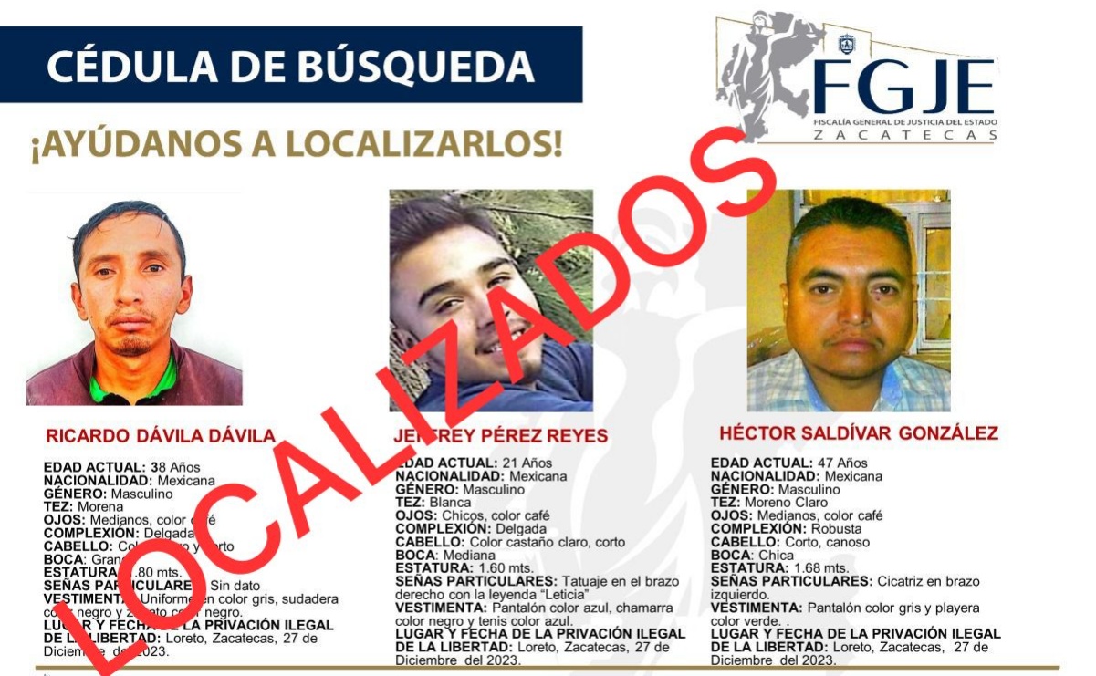 Liberan a 5 personas en Loreto, Zacatecas