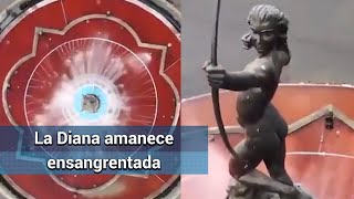 Fuente de la Diana Cazadora luce "ensangrentada"