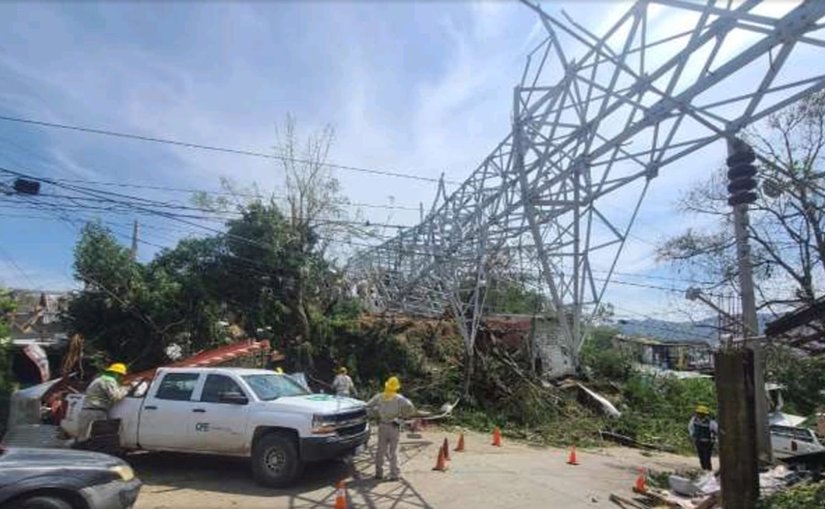 Esta noche se restablecerá el 90% del servicio eléctrico en Acapulco, asegura CFE