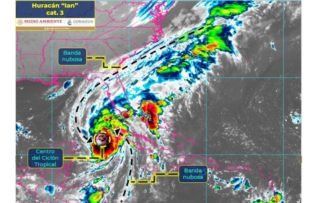Huracán Ian categoría 3 provocará lluvias fuertes en Península de Yucatán