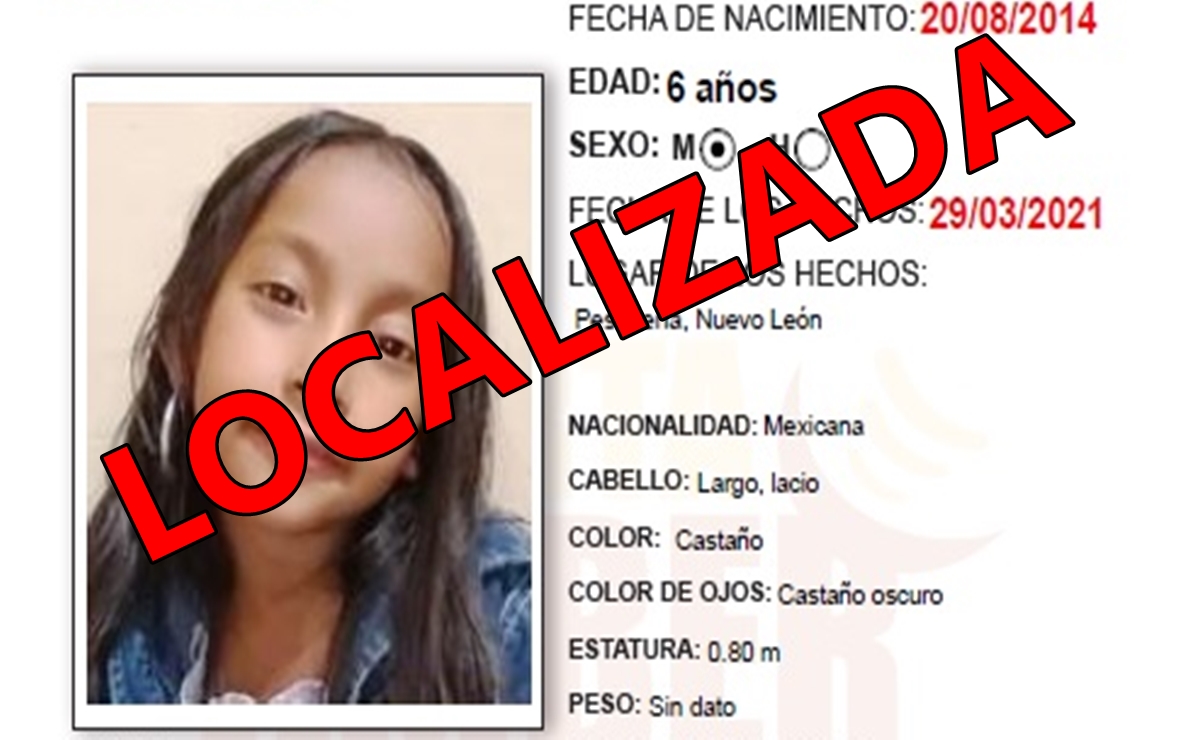 Localizan con vida a Sofía Abigail de 6 años, raptada en Pesquería, NL