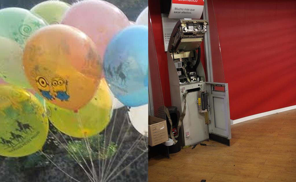 Tapan cámara de seguridad con un globo y roban cajeros automáticos 