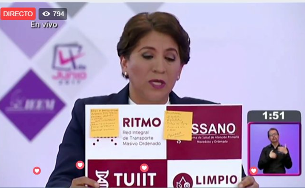 Delfina exhibe sus post-its y ataca a Del Mazo en segundo debate