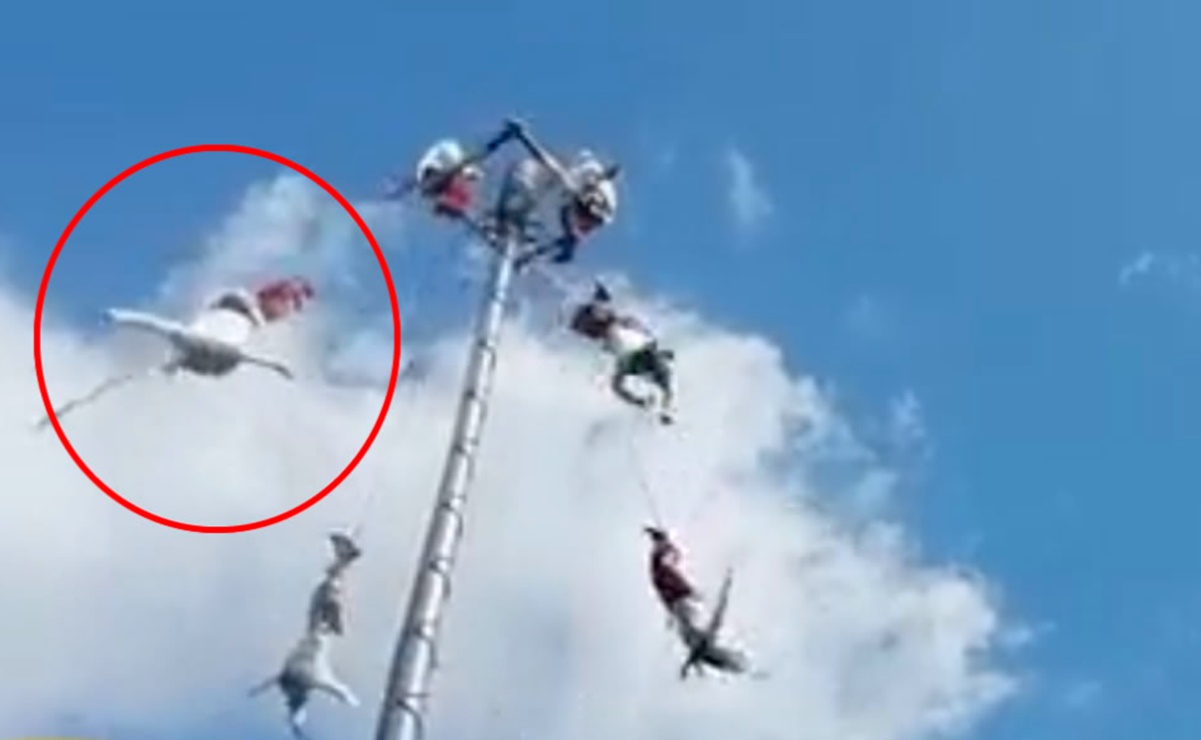 Cae volador de Papantla de 25 metros de altura en Huaquechula, Puebla