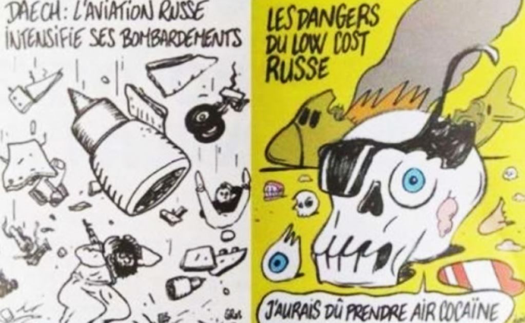 Charlie Hebdo indigna con caricatura sobre avión ruso 