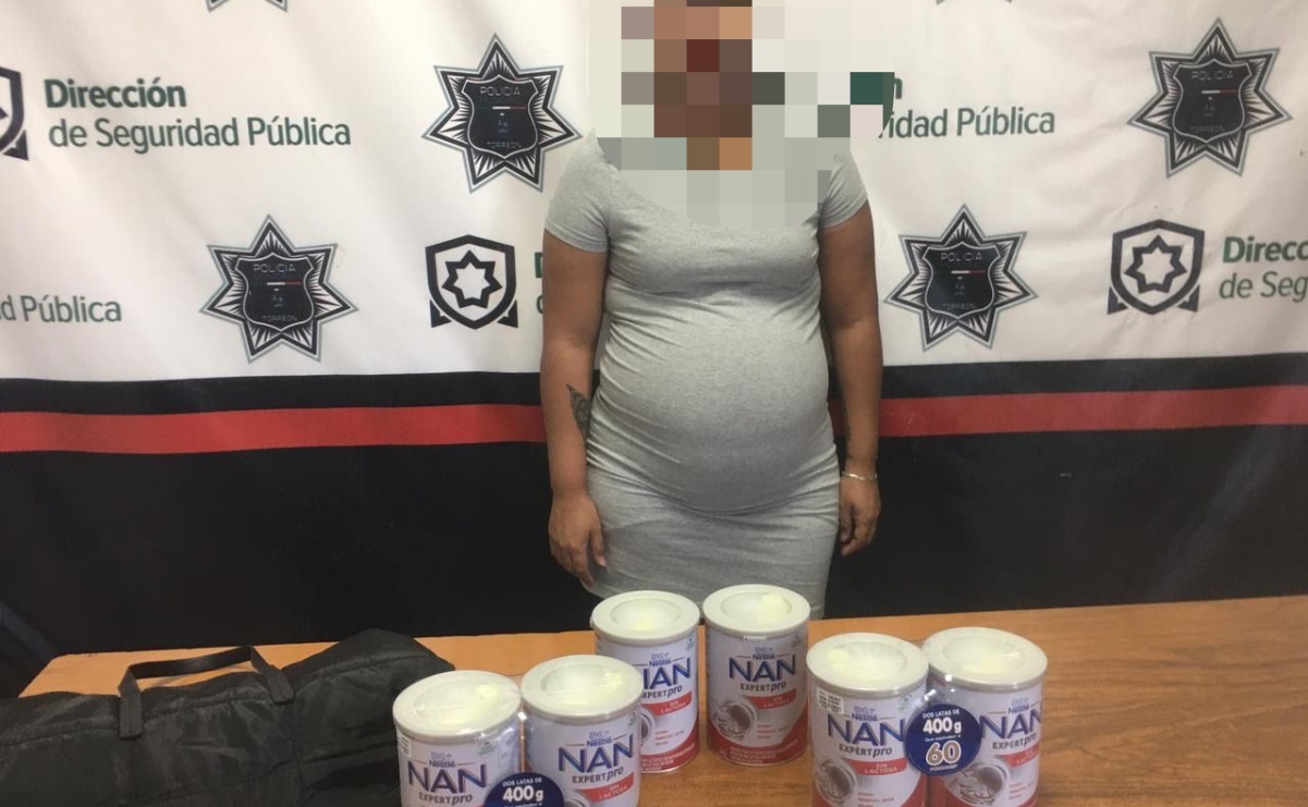 Detienen a mujer embarazada por intentar robar 6 latas de leche en polvo en Coahuila