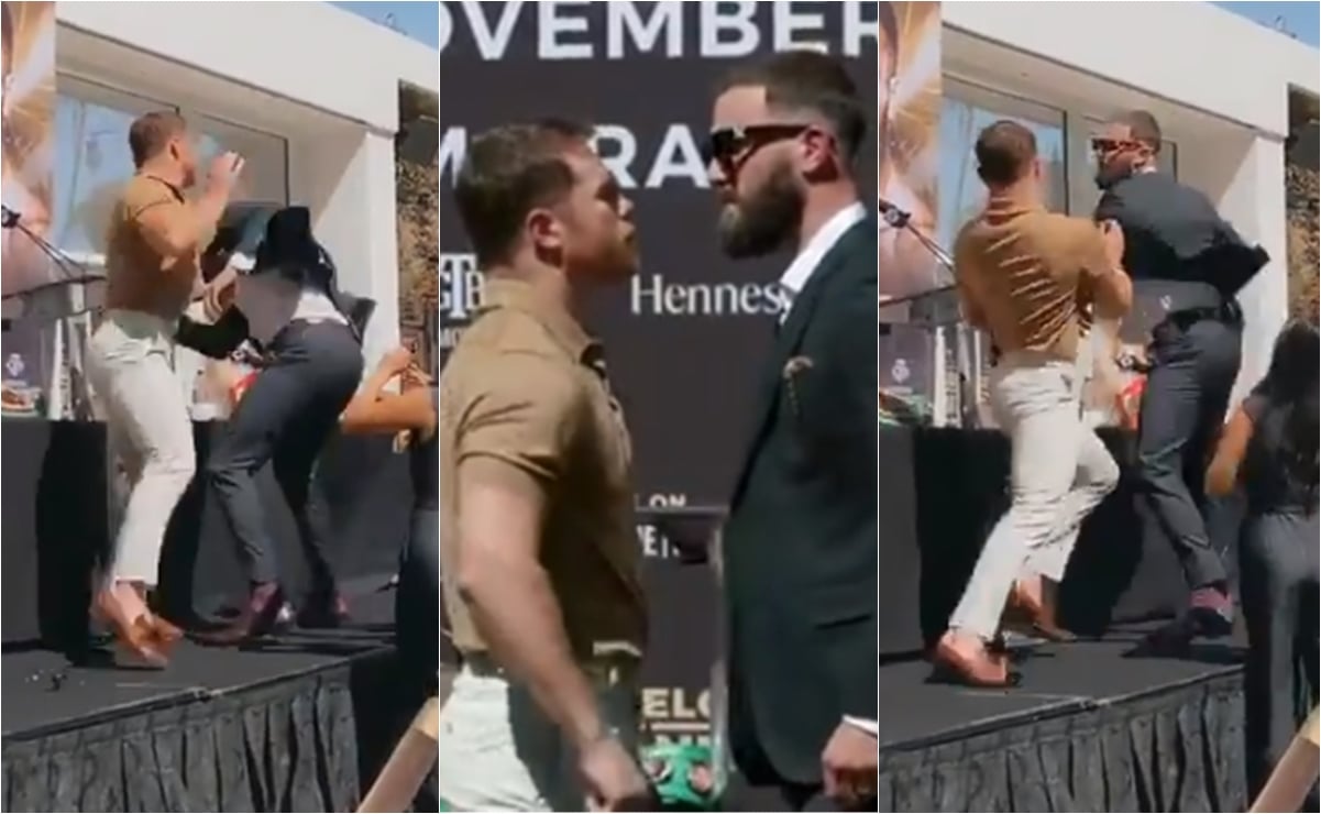 Conferencia entre "Canelo" Álvarez y Caleb Plant termina en golpes