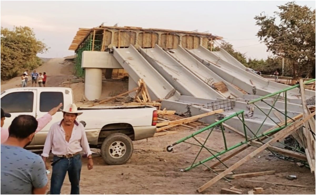 Mala maniobra provocó desplome de vigas de puente en construcción en Sinaloa, dicen autoridades