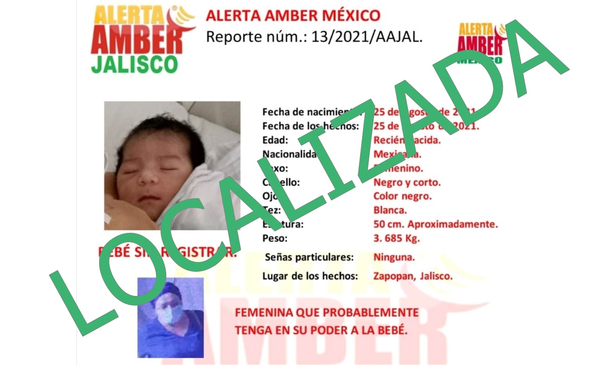Localizan a bebé robada por mujer disfrazada de enfermera en hospital de Jalisco