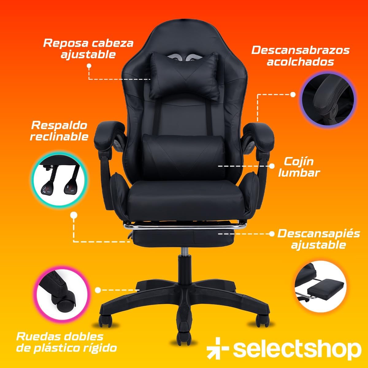 SELECTSHOP Silla Gamer Reclinable - Foto 3