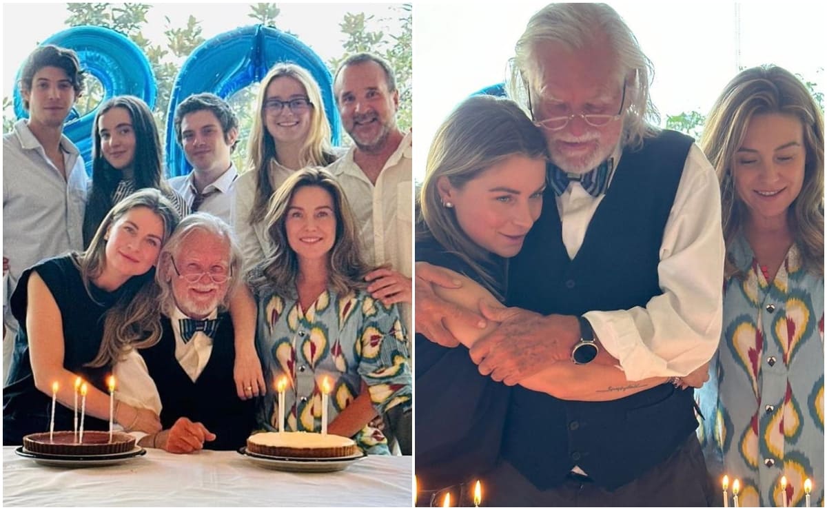 Dominika y Ludwika Paleta celebran en familia el cumpleaños 80 de su papá