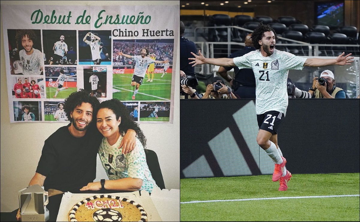 El Chino Huerta y la emotiva foto con su mamá, luego de su debut en Selección Mexicana