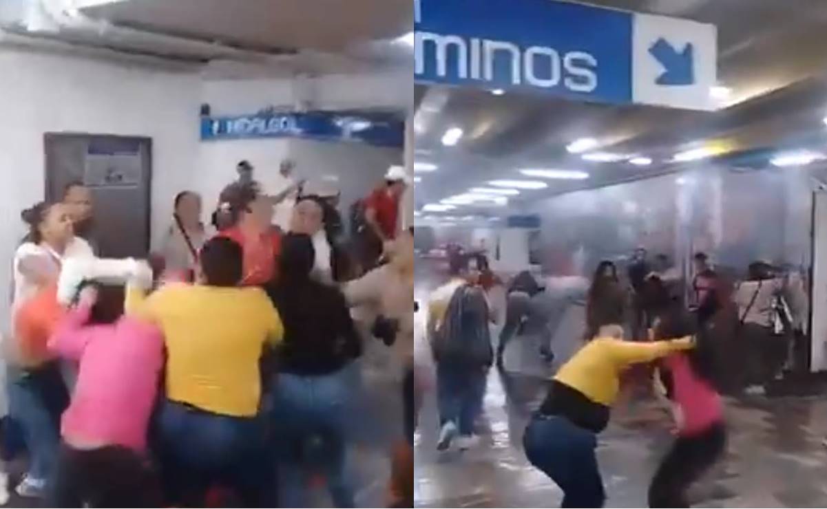 VIDEO: Vendedores ambulantes desatan pelea campal en Metro Hidalgo