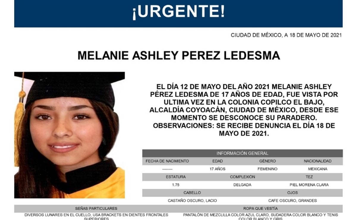 Activan Alerta Amber por Melanie Ashley, de 17 años; desapareció en Coyoacán 