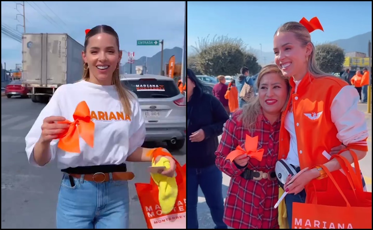 Mariana Rodríguez se vuelve "coquette" y regala moños naranjas en Monterrey