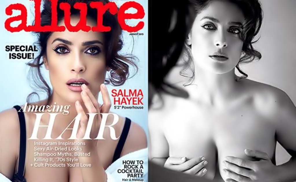 Salma goes topless for Allure magazine