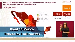 Suman 74,560 casos de Covid-19 en México; confirman 8,134 muertes