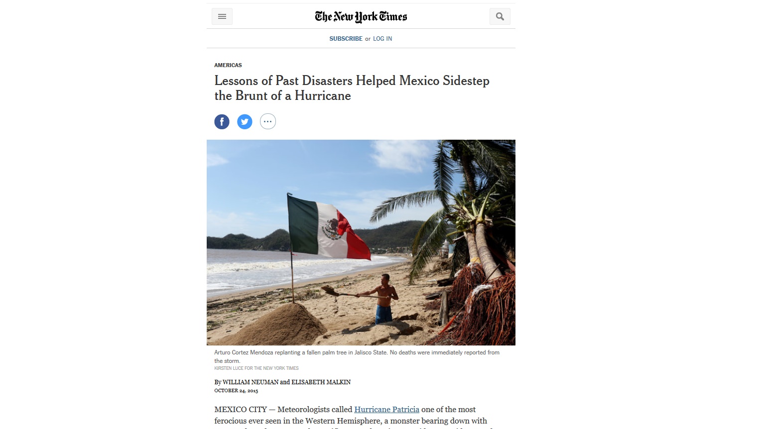 Lecciones del pasado ayudaron a México a eludir huracán: NYT