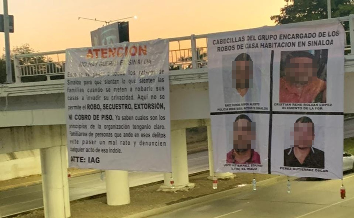 “No hay guerra en Sinaloa”: aparecen mantas firmadas por "IAG" en diversos puntos de Culiacán