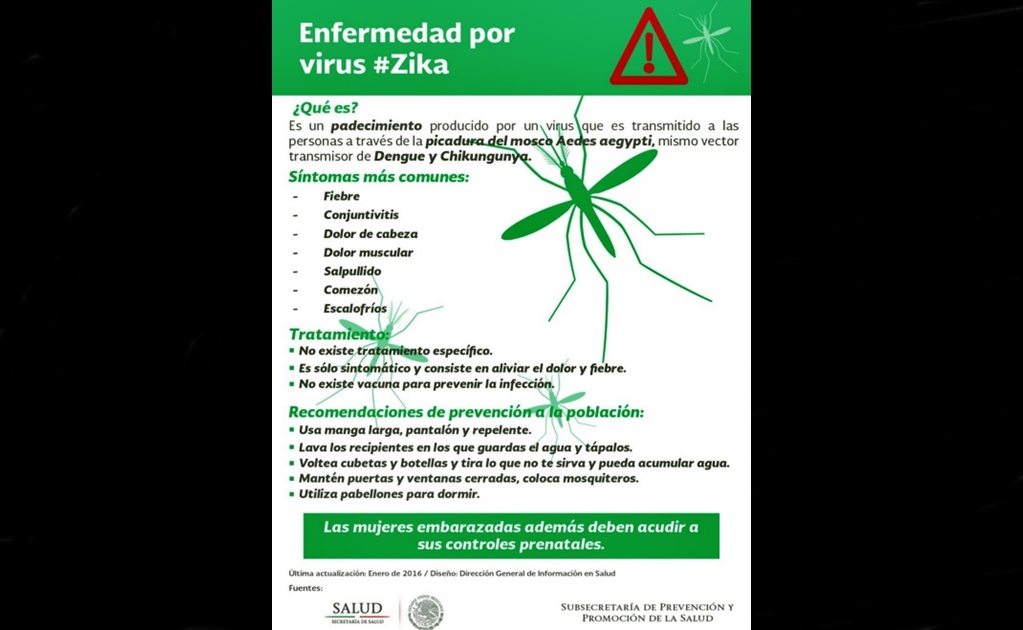 Ssa difunde recomendaciones para evitar virus del Zika