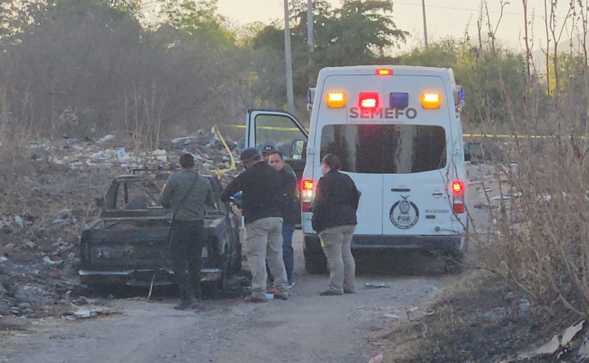 Hallan cuerpo dentro de una camioneta calcinada en Culiacán, Sinaloa