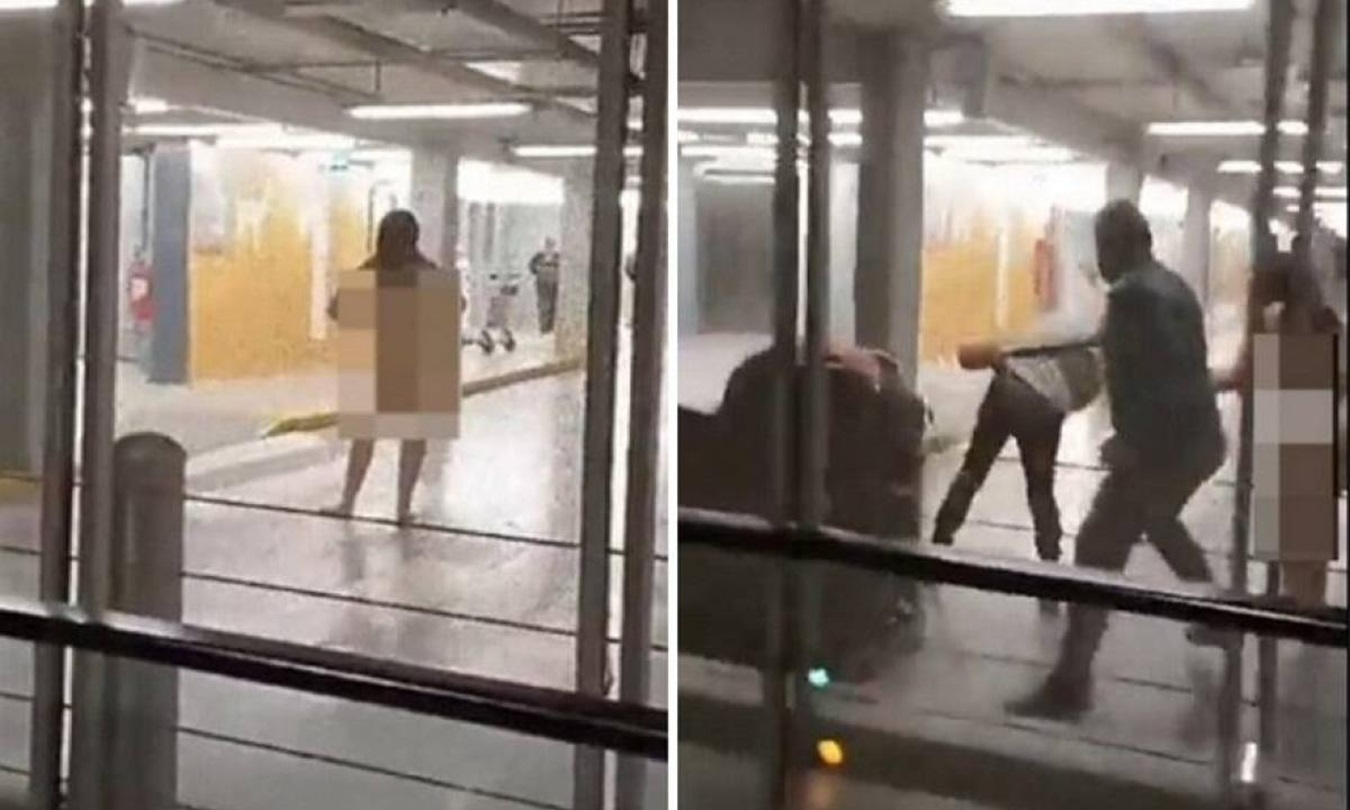 Mujer desnuda ataca a pasajeros en aeropuerto de Chile y se vuelve viral