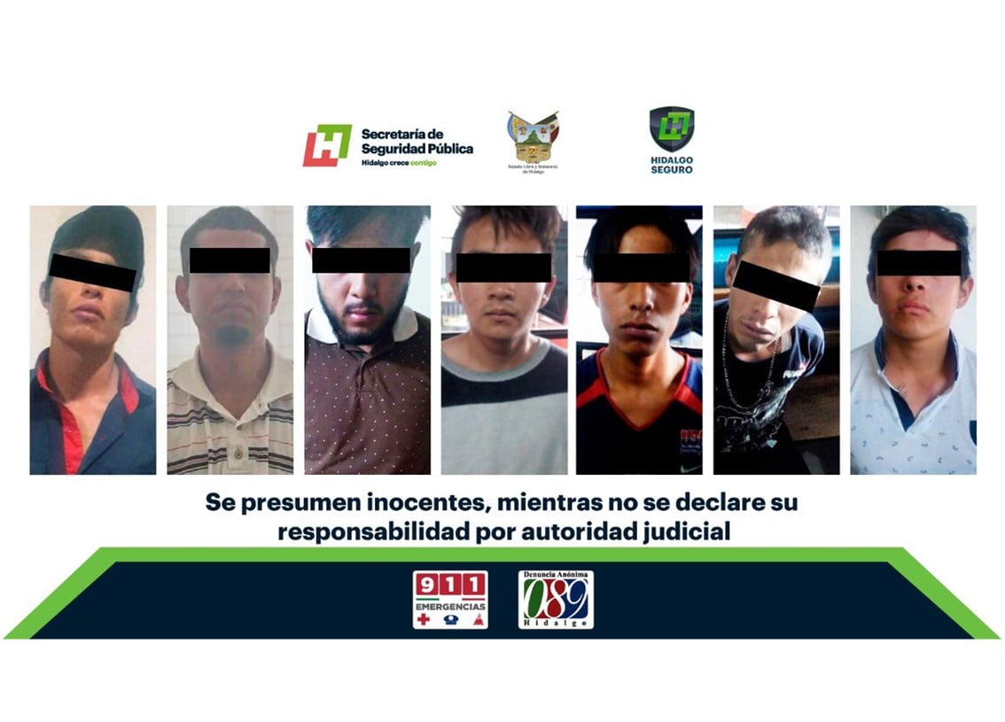 Detienen a 8 sujetos por diversos delitos en Hidalgo