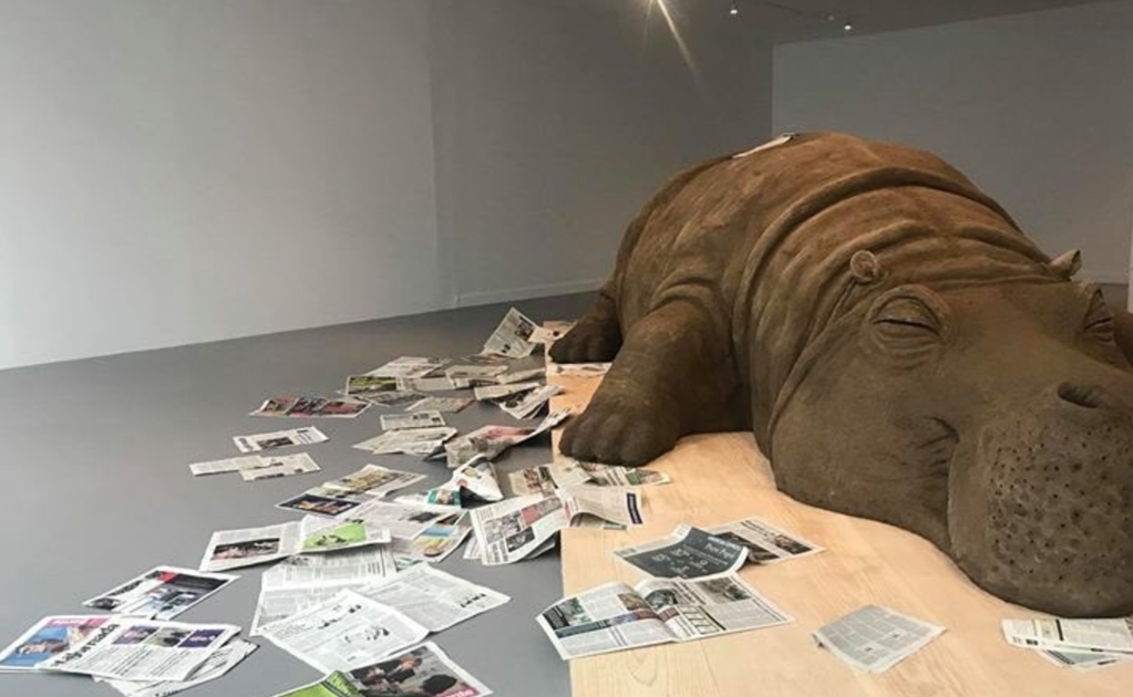 Un "hipopótamo" gigante llega al museo Carrillo Gil