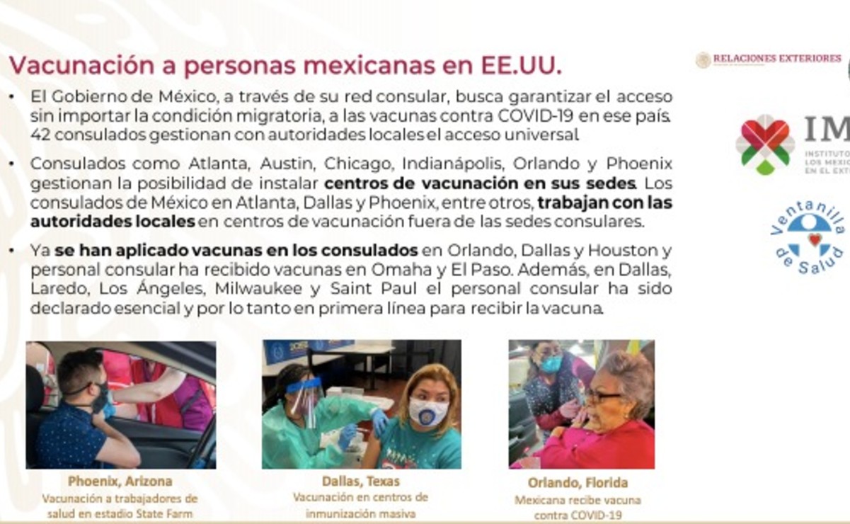 Consulados de México en EU gestionan vacunas Covid para migrantes mexicanos: SRE