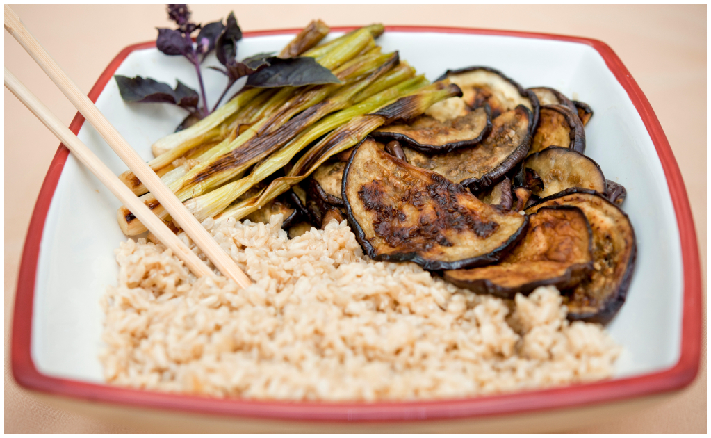 #Receta vegetariana: Berenjena a la Parrilla  y arroz miso