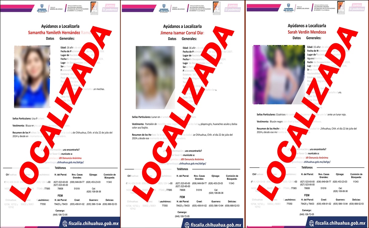 Localizan a las tres jóvenes reportadas como desaparecidas en Chihuahua