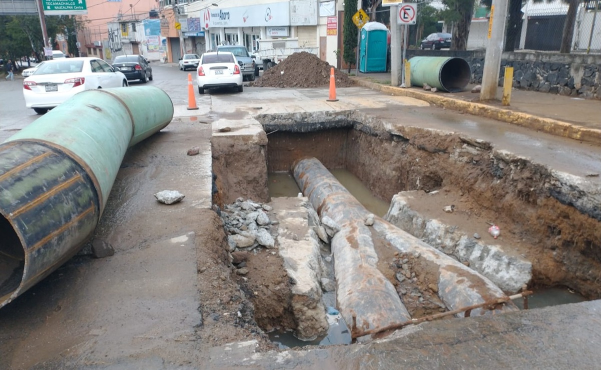 Fuga de agua en tuberías del Sistema Lerma-Cutzamala genera desabasto en colonias de Naucalpan 