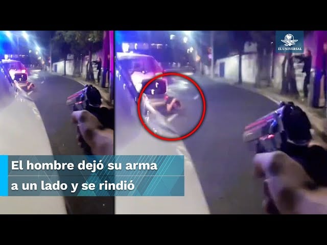 Captan momento en que secuestrador pide alto al fuego y se rinde ante policías en balacera de AO