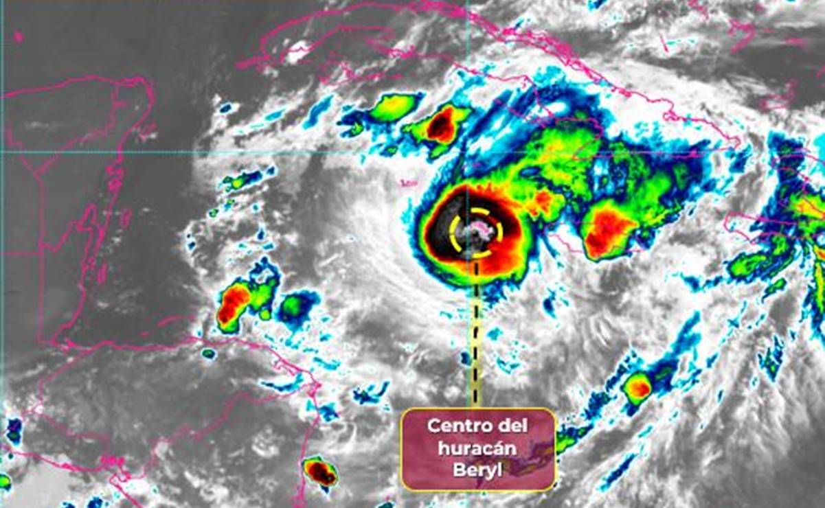 Huracán Beryl baja a categoría 3; mantiene trayectoria hacia la Península de Yucatán