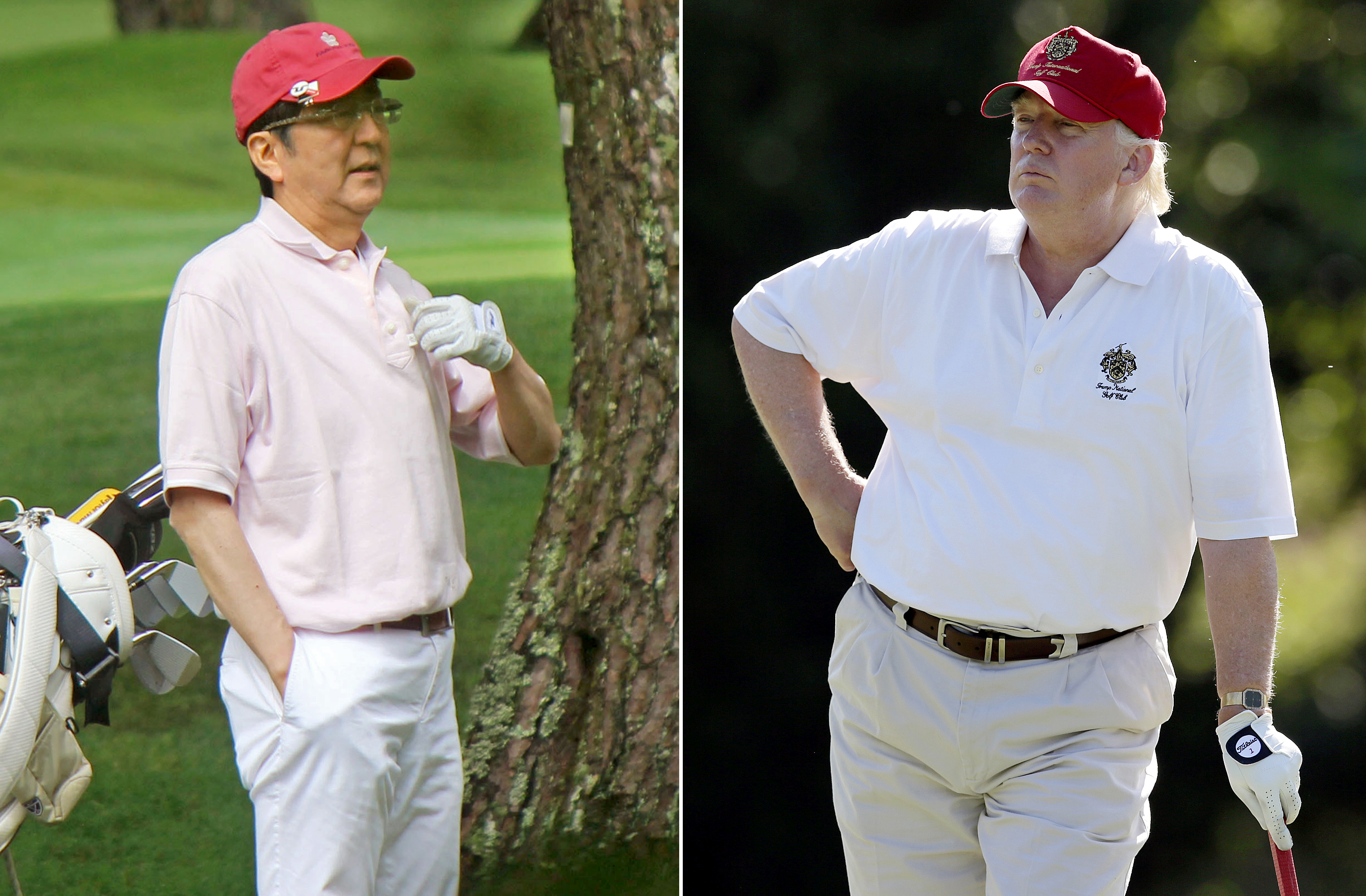 Trump juega golf en Florida con Shinzo Abe; sus esposas van a museo