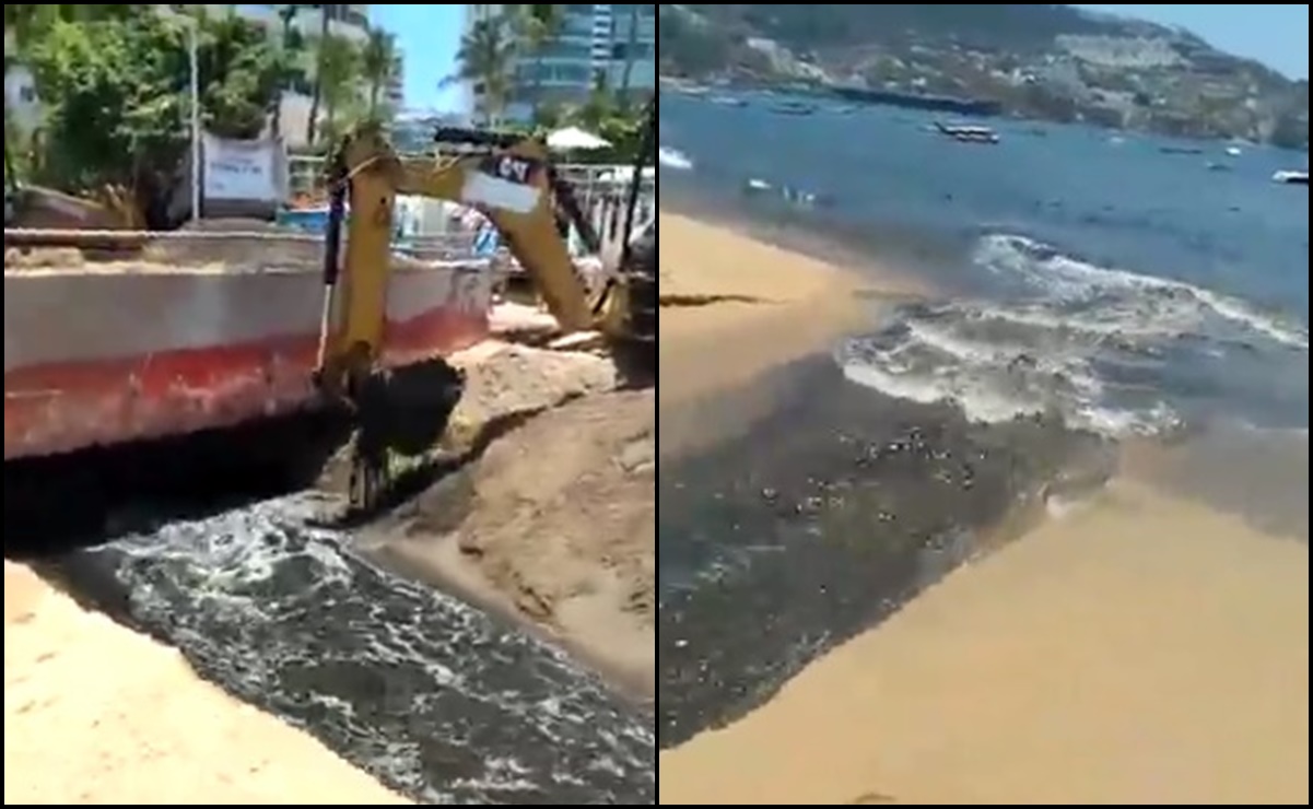 Denuncian que Ayuntamiento de Acapulco descargó aguas negras en la playa Icacos