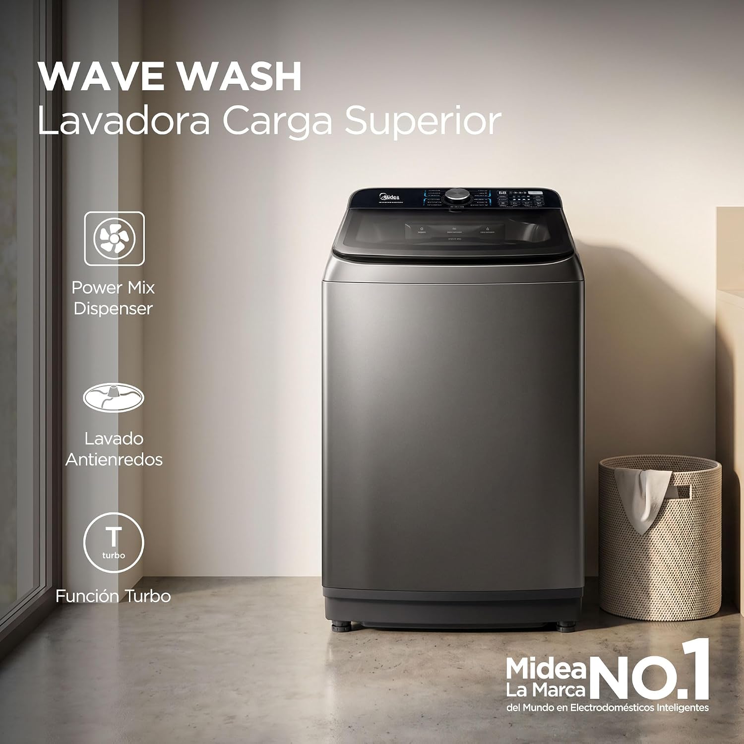 Midea MA512W16/T Lavadora Automática Carga Superior