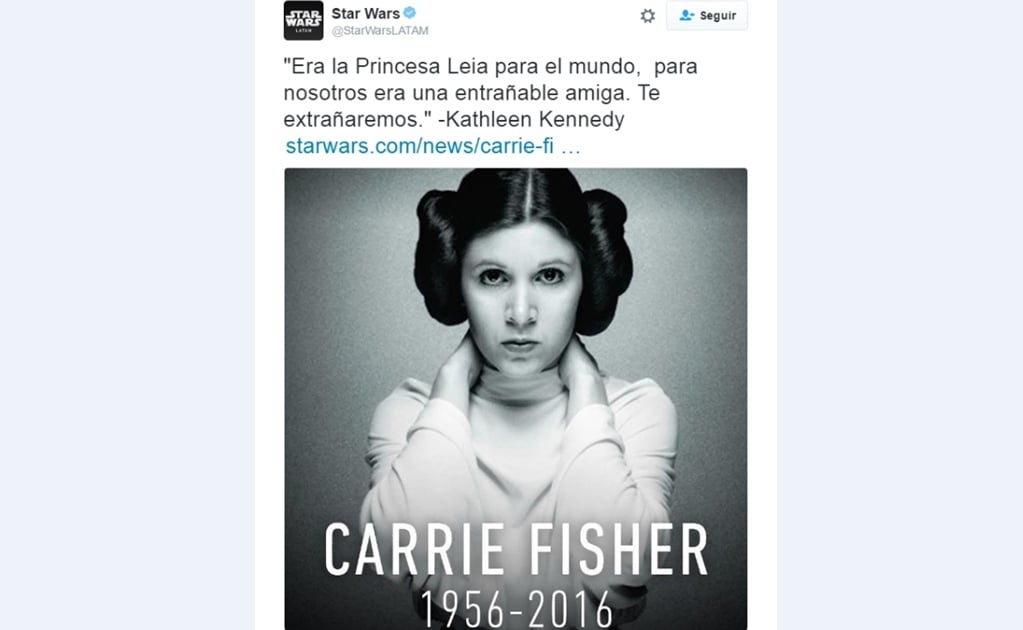 "Star Wars" se despide de Carrie Fisher