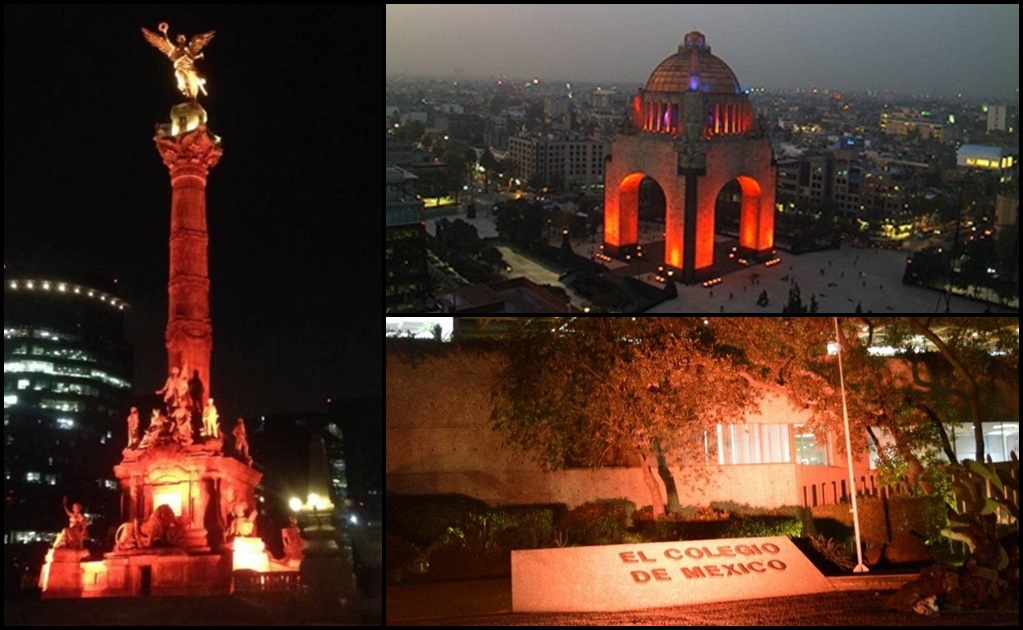Monumentos se pintan de naranja contra la violencia a la mujer
