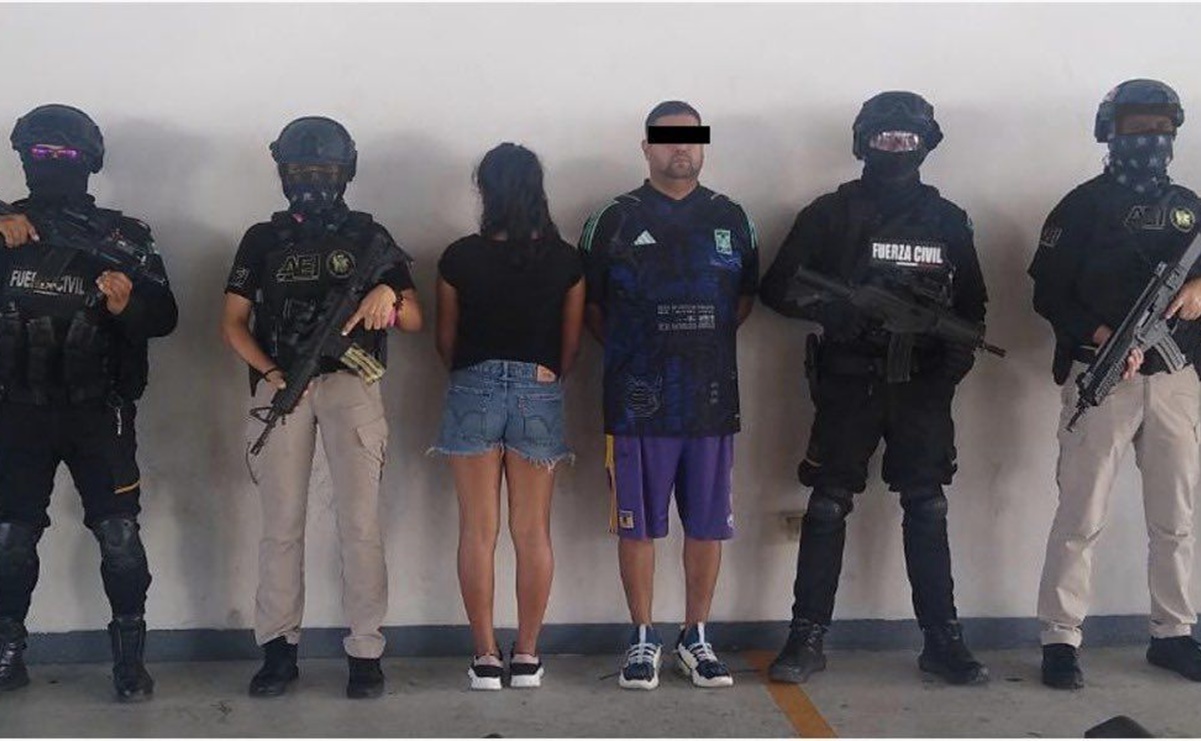Por discutir en la calle, detienen a pareja con drogas, dinero en efectivo y un arma en Nuevo León