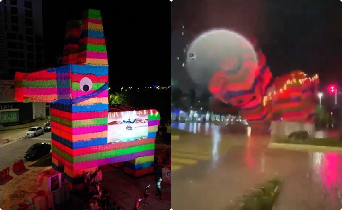 ¡No llegará a Belén! Escultura de “Burrito Sabanero” colapsa en Cancún por tormenta