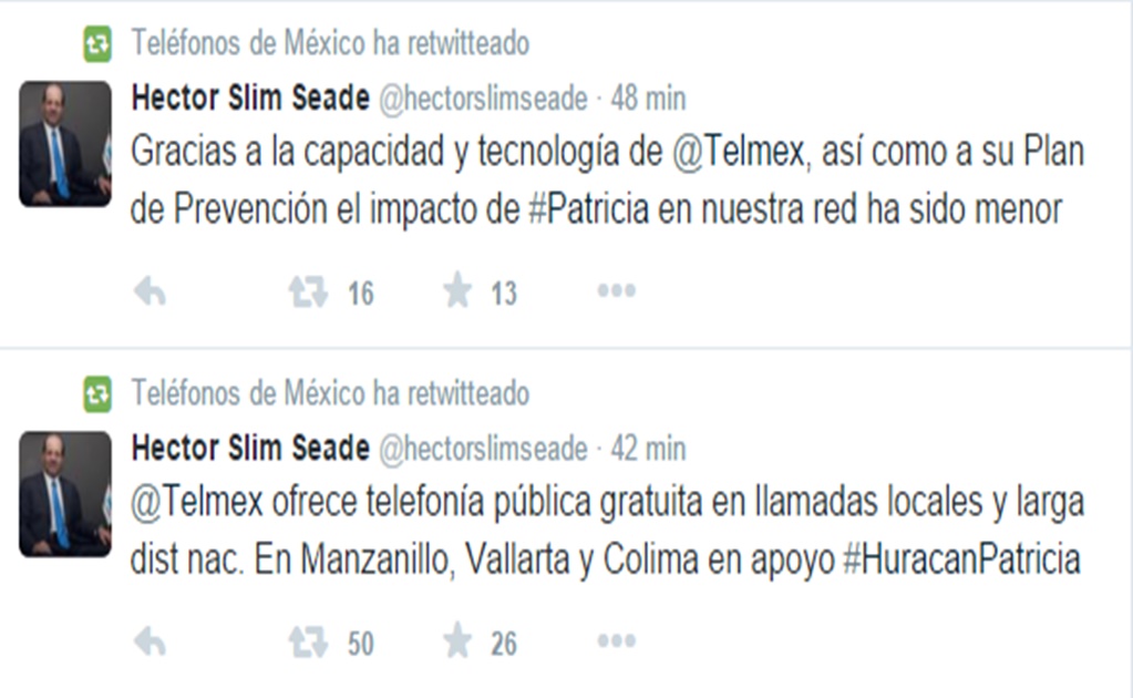 "Patricia" afecta 0.6 % de los servicios de Telmex