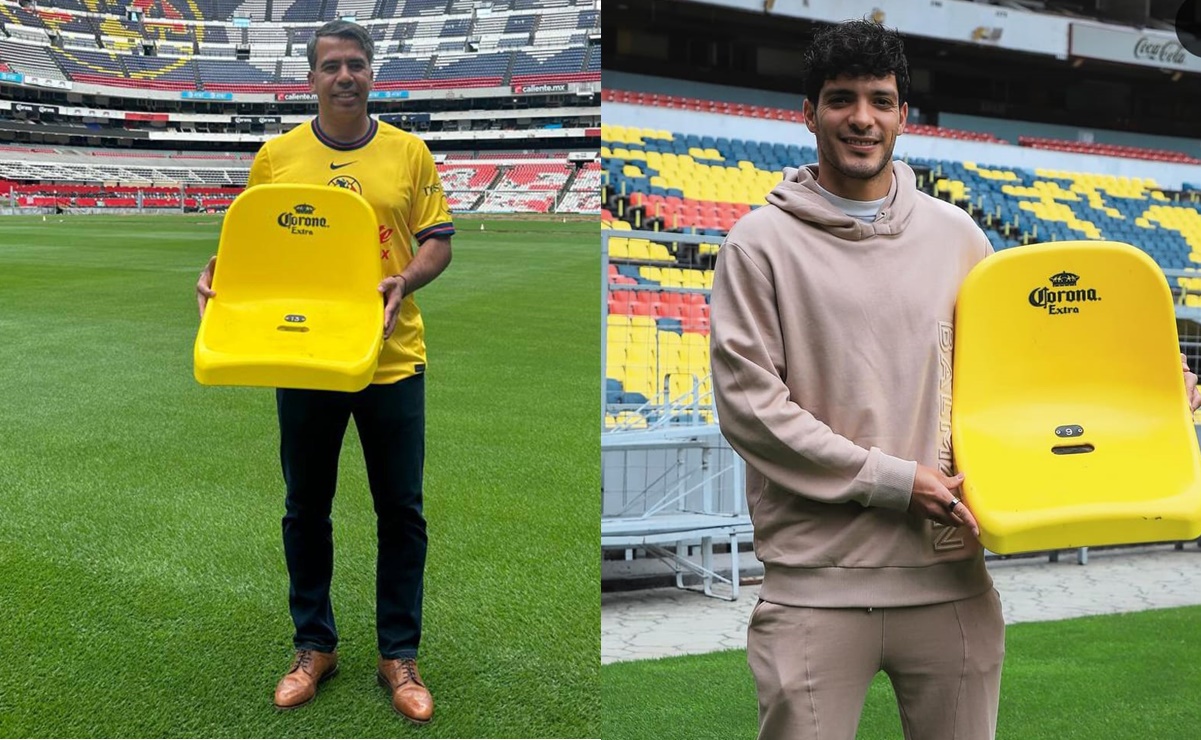 Raúl Jiménez y Pável Pardo se llevan un pedacito del estadio Azteca a sus hogares