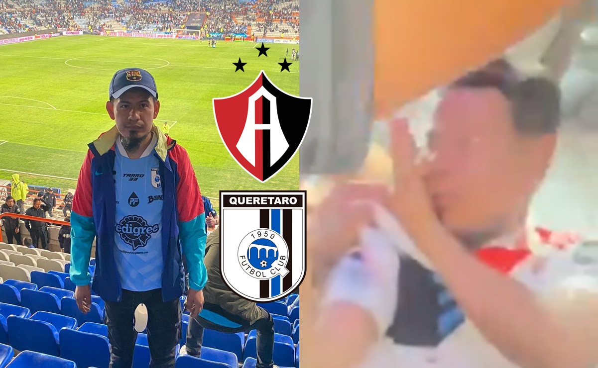 VIDEO: Barra de Atlas golpea a aficionado de Querétaro, el individuo desapareció por unas horas 