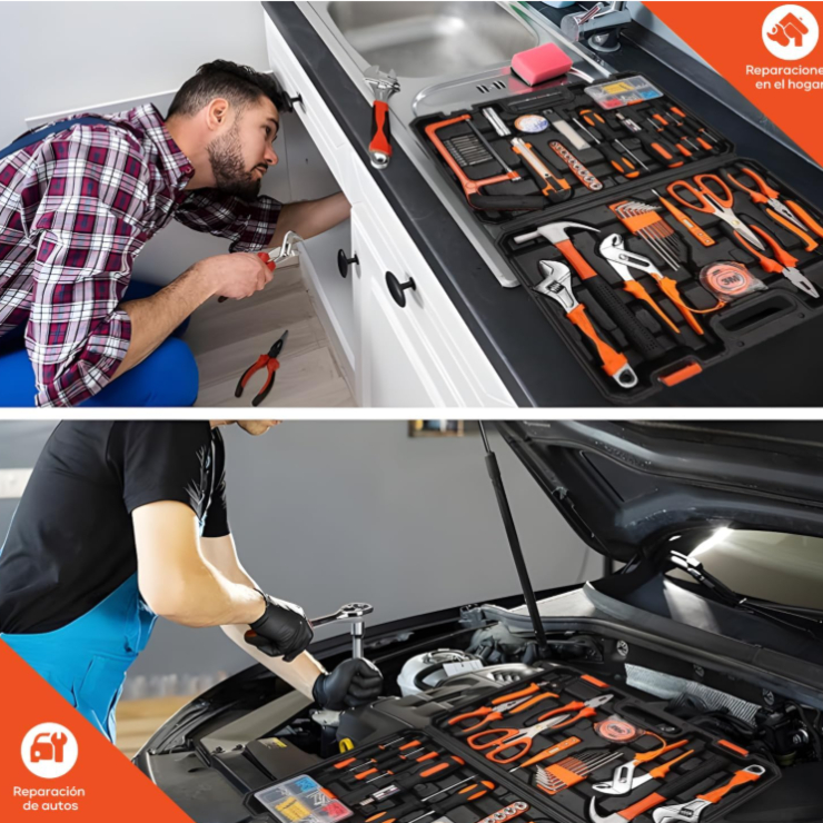 Uso de kit de herramientas Bycray para armar muebles y reparaciones