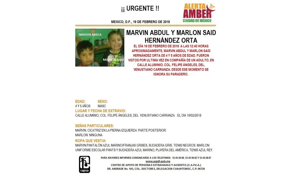 Activan Alerta Amber por hermanos desaparecidos en Venustiano Carranza